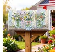 Coperture magnetiche per cassette postali a forma di fiore, in stile rustico con nastro primaverile, color pastello, per decorazione portico anteriore, 53 x 64 cm