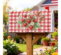 Coperture magnetiche per cassette postali a forma di fragola, decorazione rustica per cassetta postale in legno con fiori di fattoria estiva, decorazione per giardino, cortile, 45,7 x 53,3 cm