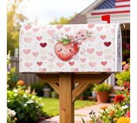 Coperture magnetiche per cassette postali a forma di fragola, simpatiche e giocose con cuori e fiori primaverili e pesche, copertura per la decorazione del prato, 53 x 64 cm