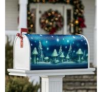 Coperture magnetiche per cassette postali a forma di funghi, copertura per cassetta postale invernale con alberi di pino e stelle, decorazione per cortile, 45,7 x 53,3 cm