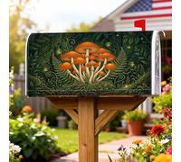 Coperture magnetiche per cassette postali a forma di funghi, copertura per cassetta postale verde ispirata alla natura, felci e foglie autunnali, per decorazione esterna da cortile, 45,7 x 53,3 cm