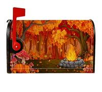 Coperture magnetiche per cassette postali a forma di fungo, copertura per cassetta postale autunnale rustica con zucca arancione per decorazione della porta d'ingresso, 45,7 x 53,7 cm