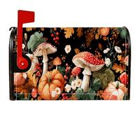 Coperture magnetiche per cassette postali a forma di fungo, copertura per cassetta postale autunnale rustica con zucca arancione per le vacanze per la decorazione del cortile 45,7 x 53,7 cm