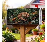 Coperture magnetiche per cassette postali a forma di fungo, coperture per cassette postali per esterni, rustiche naturali, felci e fiori autunnali, per decorazione da cortile, 45,7 x 53,7 cm