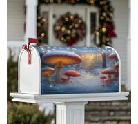 Coperture magnetiche per cassette postali a forma di fungo, fantasioso sentiero invernale sulla neve, protezione per la posta per la casa e il giardino, 45 x 53 cm