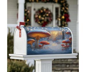 Coperture magnetiche per cassette postali a forma di fungo, fantasioso sentiero invernale sulla neve, protezione per la posta per la casa e il giardino, 45 x 53 cm