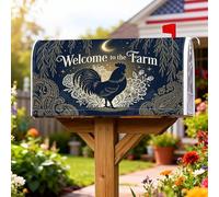 Coperture magnetiche per cassette postali a forma di gallo, copertura decorativa per cassetta postale rustica floreale Paisley blu navy, decorazione per porta d'ingresso, 53 x 64 cm