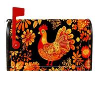 Coperture magnetiche per cassette postali a forma di gallo, copertura decorativa per cassetta postale rustica vintage con fiori e foglie arancioni, per decorazione del cortile anteriore, 45,7 x 53,7
