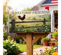 Coperture magnetiche per cassette postali a forma di gallo, per annaffiatoio rustico, fiori di fattoria, copertura verde primaverile, per decorare la casa e il giardino, 45,7 x 53,7 cm