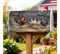 Coperture magnetiche per cassette postali a forma di gallo, rustiche casali con galline e uova che cadono dai toni della terra, copertura per la decorazione del prato, 45,7 x 53,7 cm