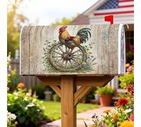 Coperture magnetiche per cassette postali a forma di gallo, rustiche con fiori rossi estivi per la decorazione del cortile anteriore 53 x 65,5 cm