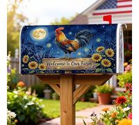Coperture magnetiche per cassette postali a forma di gallo, rustiche con girasoli e luna autunnale, protezione per la decorazione del giardino e del cortile, 53 x 65,5 cm
