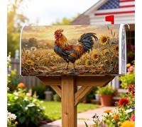 Coperture magnetiche per cassette postali a forma di gallo, rustiche con girasoli, grano autunnale, protezione per la decorazione esterna del cortile, 45,7 x 53,7 cm