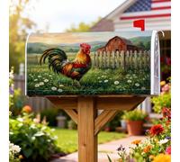 Coperture magnetiche per cassette postali a forma di gallo, rustiche con margherite verdi primaverili, per decorazione da giardino e patio, 53 x 64 cm