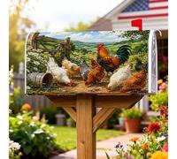 Coperture magnetiche per cassette postali a forma di gallo, rustiche, polli, margherite, verde estivo, protezione per cassetta postale per giardino, patio, decorazione 45,7 x 53,3 cm