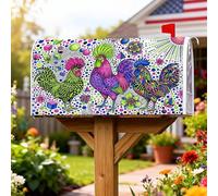 Coperture magnetiche per cassette postali a forma di gallo, vivaci e fantasiose forme geometriche di fiori primaverili, per decorazioni esterne, 53 x 64 cm