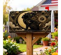 Coperture magnetiche per cassette postali a forma di gatto, arte mistica, orologio a mezzaluna per Halloween, copertura nera per cassetta delle lettere per esterni, decorazione da giardino 53 x 64 cm