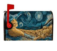 Coperture magnetiche per cassette postali a forma di gatto, artistiche, fantasiose, stelle, montagne, autunno, blu, per decorazioni per casa e giardino, 53 x 64 cm