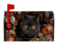 Coperture magnetiche per cassette postali a forma di gatto, autunnali rustiche con zucche e pigne autunnali arancioni, per decorazione della porta d'ingresso, 45,7 x 53,7 cm