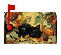 Coperture magnetiche per cassette postali a forma di gatto, autunnali rustiche foglie di zucca autunnali arancioni per le vacanze per esterni decorazione da cortile 53 x 64 cm