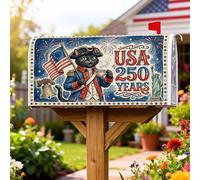 Coperture magnetiche per cassette postali a forma di gatto, con bandiera patriottica festiva, campana della libertà, giorno dell'indipendenza, copertura per cassetta postale rossa, decorazione da