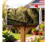 Coperture magnetiche per cassette postali a forma di gatto, con foglie rustiche naturali, senza verde, decorazione per la casa e il giardino, 45,7 x 53,3 cm