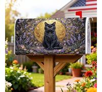 Coperture magnetiche per cassette postali a forma di gatto, con luna autunnale fantasiosa, lavanda e autunno, protezione per la decorazione del prato, 53 x 64 cm