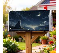 Coperture magnetiche per cassette postali a forma di gatto, con luna e stelle notturne, blu scuro, decorazione per cortile, 53 x 64 cm