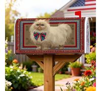 Coperture magnetiche per cassette postali a forma di gatto, con papillon vintage festivo del 4 luglio, copertura per cassetta della posta rossa per la decorazione del cortile 45,7 x 53,7 cm