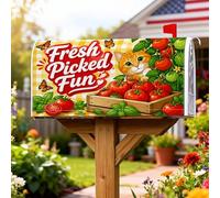 Coperture magnetiche per cassette postali a forma di gatto, con pomodori giocosi stagionali, farfalle, copertura decorativa per cassetta postale rossa per la decorazione del cortile 45,7 x 53,7 cm