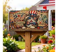 Coperture magnetiche per cassette postali a forma di gatto, con stelle patriottiche festive, per il giorno dell'indipendenza del tamburo, copertura rossa per cassetta delle lettere per giardino