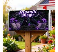 Coperture magnetiche per cassette postali a forma di gatto, decorazione per cassetta delle lettere di Halloween, corvo mistico, funghi, decorazioni per la casa e il giardino, 45 x 53 cm