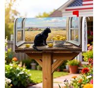 Coperture magnetiche per cassette postali a forma di gatto, decorazione rustica con limoni di campagna, colore giallo, copertura decorativa per cassetta postale per portico anteriore, 53 x 65,5 cm