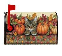 Coperture magnetiche per cassette postali a forma di gatto, decorazioni autunnali rustiche per cassette delle lettere e zucche autunnali, decorazione per porta d'ingresso, 53 x 64 cm
