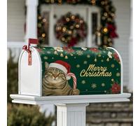 Coperture magnetiche per cassette postali a forma di gatto, decorazioni natalizie per cassetta delle lettere di Natale con bastoncini di zucchero e stelle di Natale, decorazioni per cortile e cortile