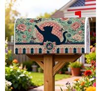 Coperture magnetiche per cassette postali a forma di gatto, decorazioni vintage per cassette postali con fiori fantasiosi e farfalle, decorazioni per la casa e il giardino, 53 x 64 cm
