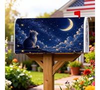 Coperture magnetiche per cassette postali a forma di gatto, fantasiose coperture per cassette postali blu notte luna stelle notte per esterni decorazione porta d'ingresso, 45,7 x 53,7 cm