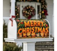 Coperture magnetiche per cassette postali a forma di gatto, fantasiose decorazioni per albero di Natale, copertura verde per cassetta della posta, decorazione per esterni, giardino, cortile, 53 x 64