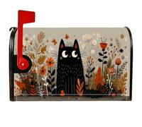 Coperture magnetiche per cassette postali a forma di gatto, fantasiose decorazioni rustiche con fiori e farfalle, colore nero, protezione per la decorazione del cortile, 53 x 64 cm