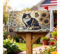 Coperture magnetiche per cassette postali a forma di gatto, fantasiose decorazioni vintage con girasole e farfalle, copertura per cassetta postale dorata, per la decorazione del portico anteriore