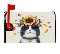 Coperture magnetiche per cassette postali a forma di gatto, fantasiose foglie di girasole rustiche autunnali gialle per la decorazione della porta d'ingresso, 45,7 x 53,7 cm