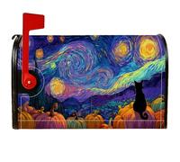 Coperture magnetiche per cassette postali a forma di gatto, fantasiose zucche di Halloween con stelle di Halloween, copertura stagionale per cassetta postale per esterni, giardino, cortile