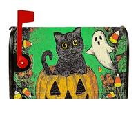 Coperture magnetiche per cassette postali a forma di gatto, fantasiose zucche di Halloween, copertura decorativa per cassetta postale verde per decorazione del prato, 53 x 65,5 cm