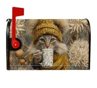 Coperture magnetiche per cassette postali a forma di gatto, fantasioso cappello rustico autunnale dorato per le vacanze, decorazione per giardino, patio, 45,7 x 53,7 cm