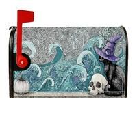 Coperture magnetiche per cassette postali a forma di gatto, fantasioso teschio di zucca di Halloween, copertura per cassetta postale stagionale per esterni, decorazione da giardino, 45,7 x 53,7 cm