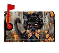 Coperture magnetiche per cassette postali a forma di gatto, foglie rustiche autunnali in legno arancione per decorazioni per casa e giardino, 53 x 64 cm