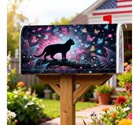 Coperture magnetiche per cassette postali a forma di gatto, ispirate alla natura fantasiosa con farfalle e felci, copertura per cassetta della posta nera, decorazione per esterni, giardino, cortile