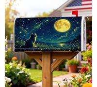Coperture magnetiche per cassette postali a forma di gatto, motivo notte fantasiosa, luna, stelle, blu notte, per decorazioni esterne, 53 x 64 cm