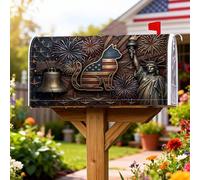 Coperture magnetiche per cassette postali a forma di gatto, motivo patriottico con campane della libertà per il giorno dell'indipendenza, protezione per cassetta postale rossa, decorazione da giardino