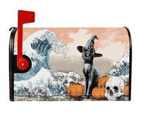 Coperture magnetiche per cassette postali a forma di gatto, motivo teschio di zucca gotico di Halloween, per esterni, decorazione da giardino, 45 x 53 cm